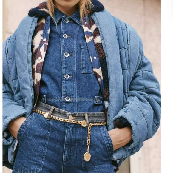 NWT Sea New York Vida Quilt Puffer Coat XSmall Denim Blue - Picture 1 of 12